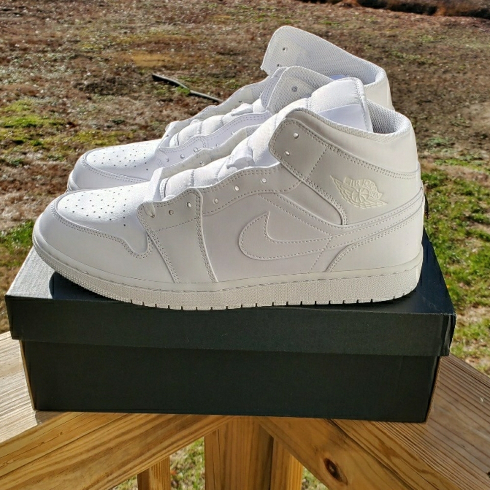 Nike Air Jordan 1 Mid White Sneakers..Brand New